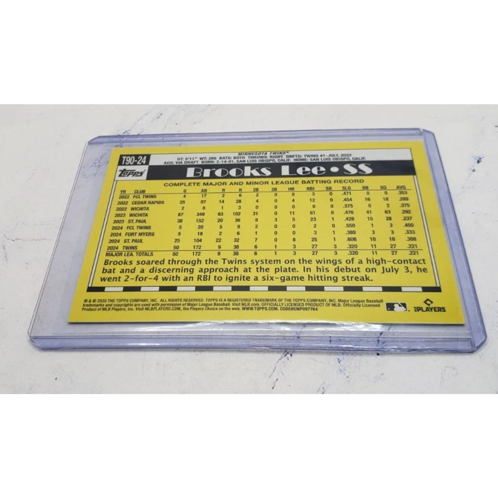 2025 Topps #T90-24 Brooks Lee 1990 Topps Baseball 35th Anniversary Rookie RC - Picture 4 of 4